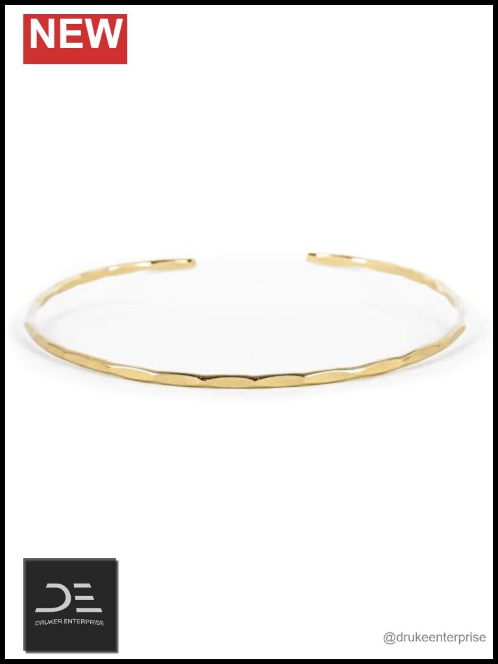 Lotus Stone Thin Hammered Cuff Bracelet Solid Gold Filled